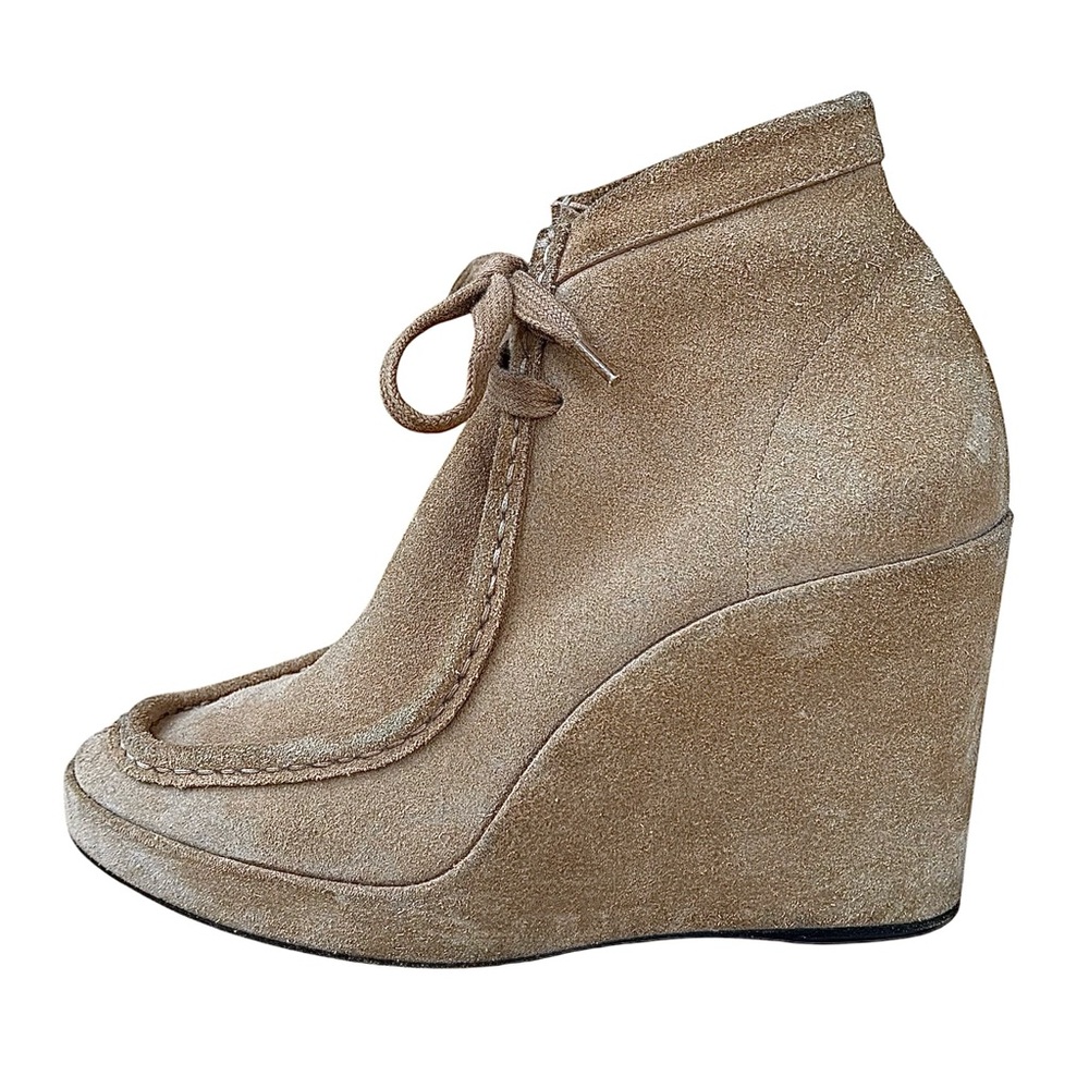 BALENCIAGA Sand Suede Lace Up Wedge Heels - Picture 7 of 14